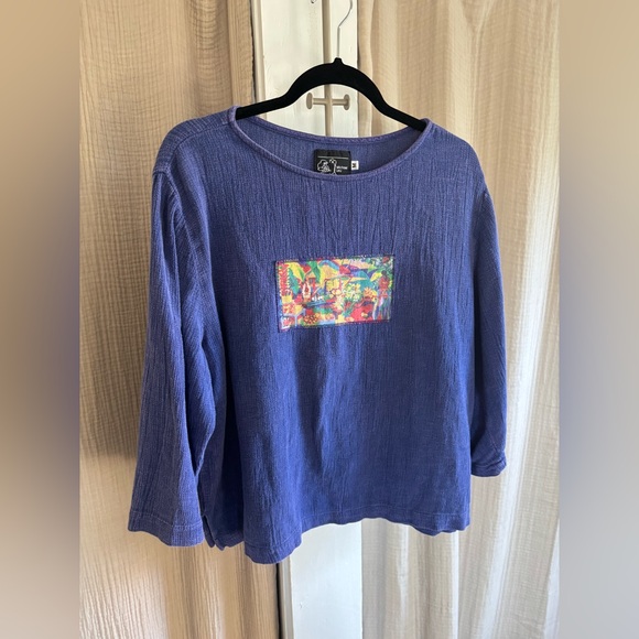 Michael Leu Hawaiian Art Print Blouse- Medium - Picture 1 of 9